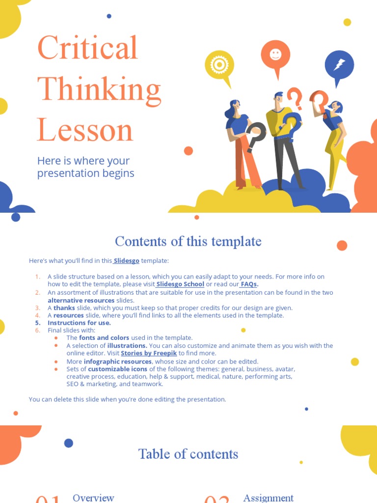 Critical Thinking Lesson by Slidego Download Free PDF Planets