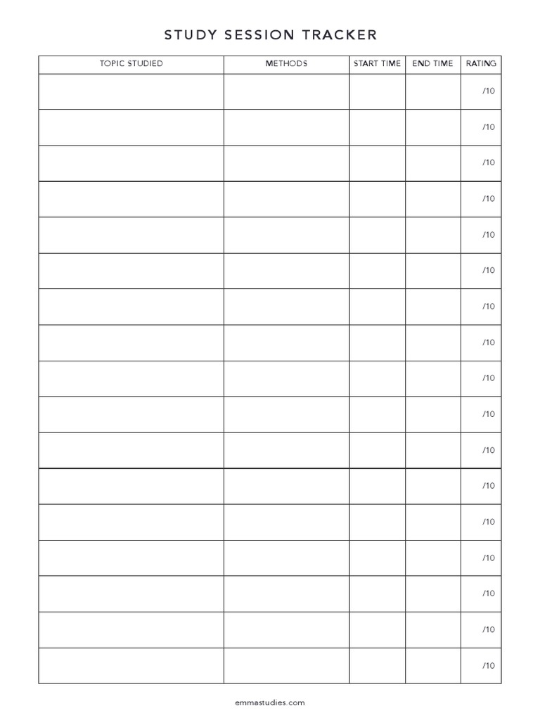 Study Session Tracker Tool | PDF