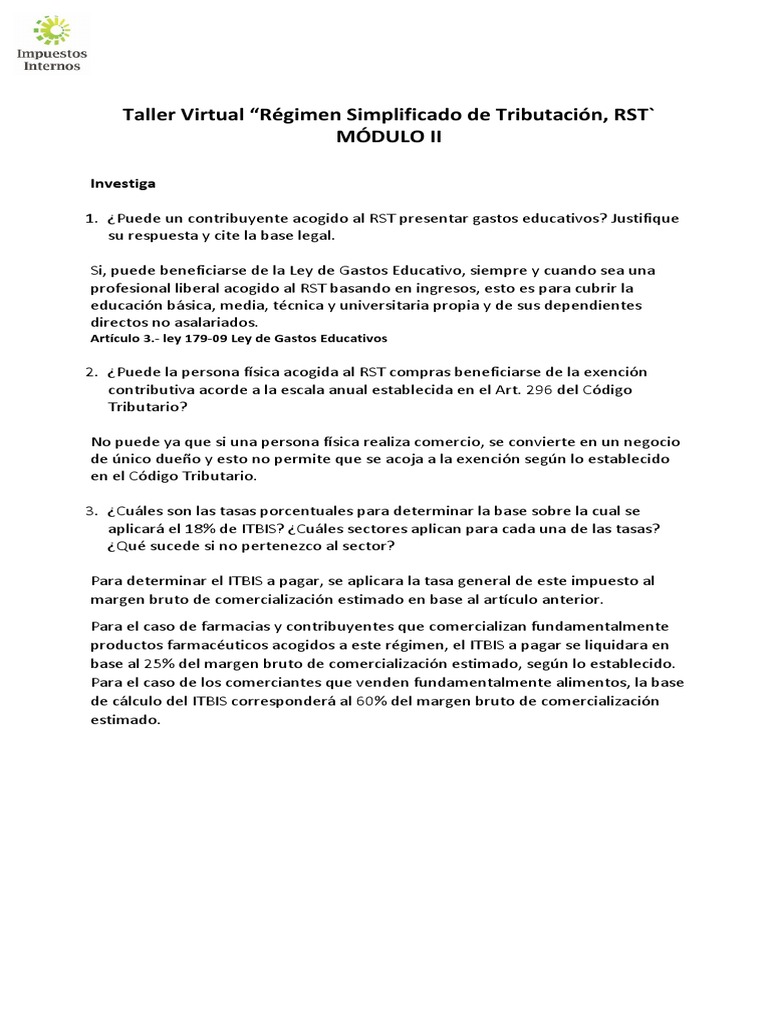 Ejercicios RST Resuelto | PDF | Impuesto sobre la renta | Impuestos