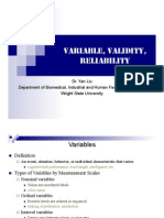 Variable, Validity, Reliability