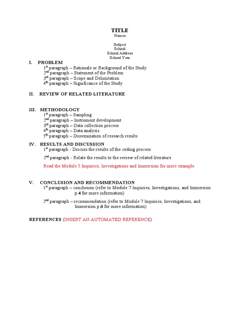 Research Study Structure and Guidelines | PDF | Language Arts & Discipline