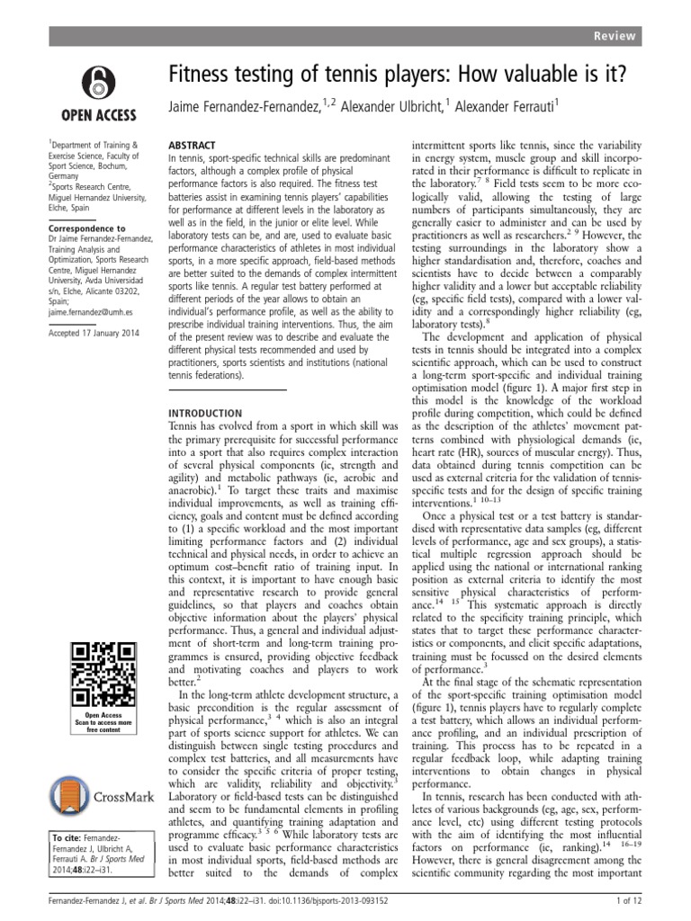 Fitness Testing of Tennis Players How Valuable Is It? Jaime Fernandez
