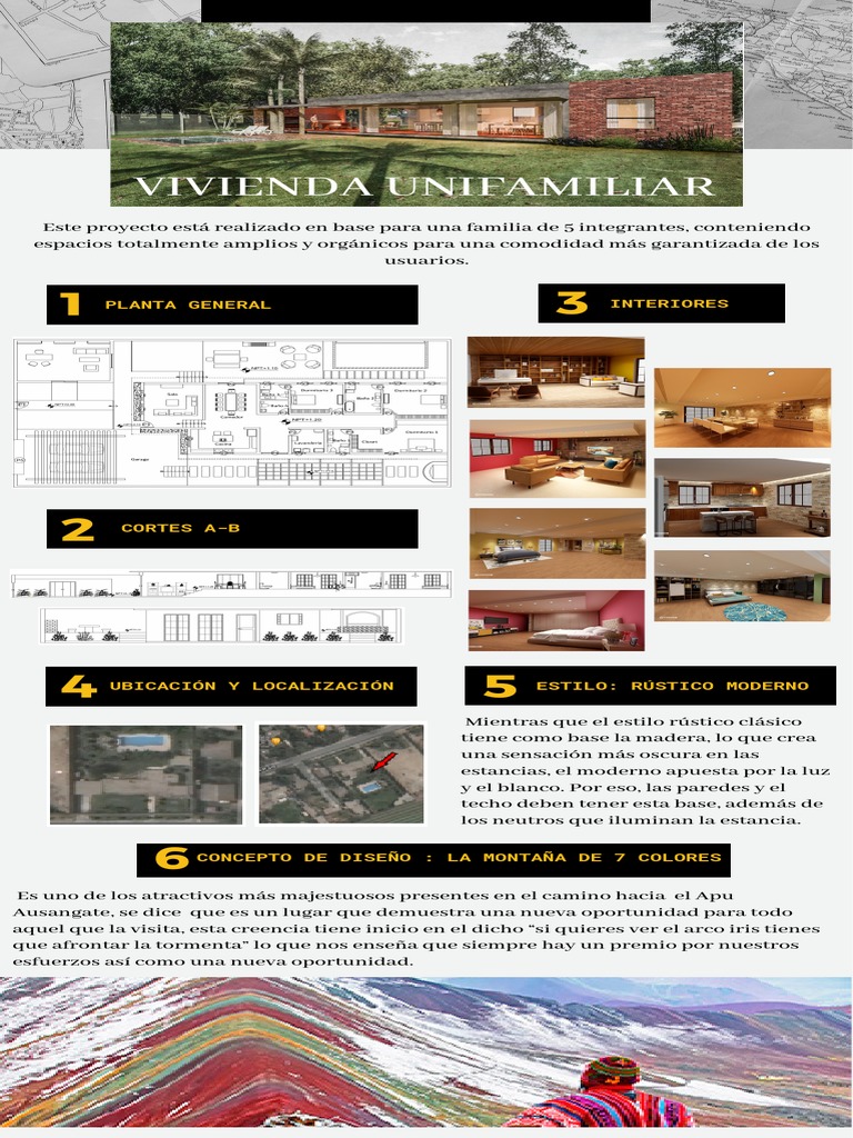 Proyecto de Vivienda Unifamiliar Rústica | PDF