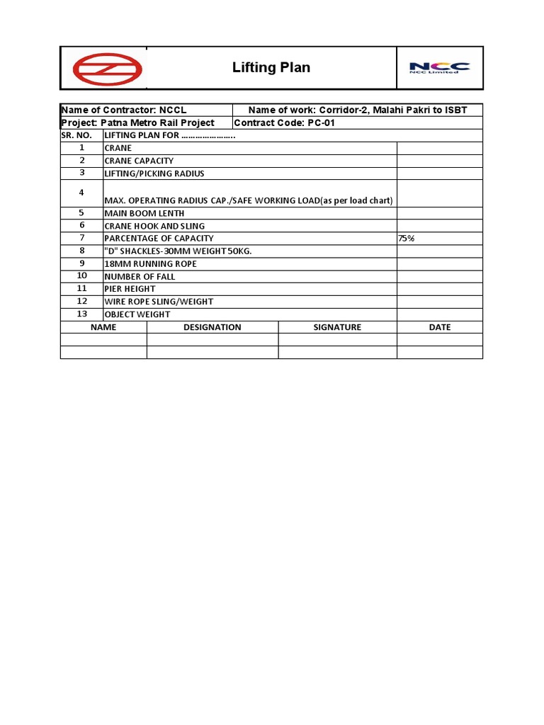 Lifting Plan PDF