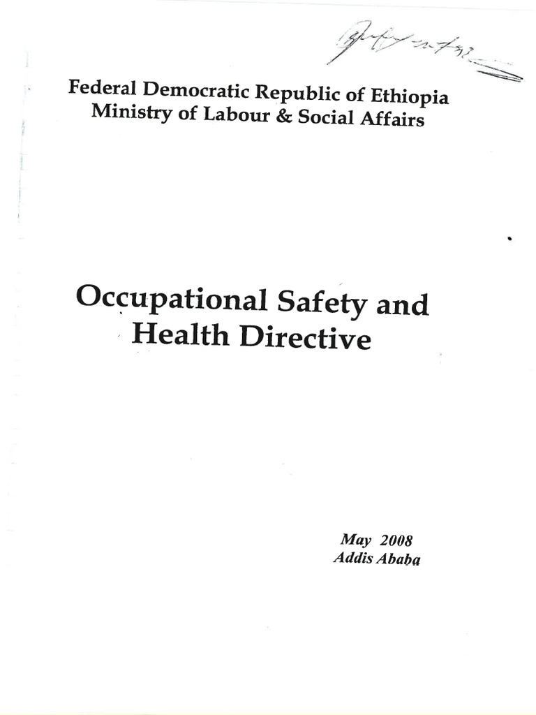 Ethiopian OSH Directive2008 PDF Occupational Safety And Health