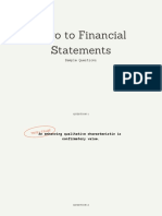 Intro To Financial Statements: Sample Questions