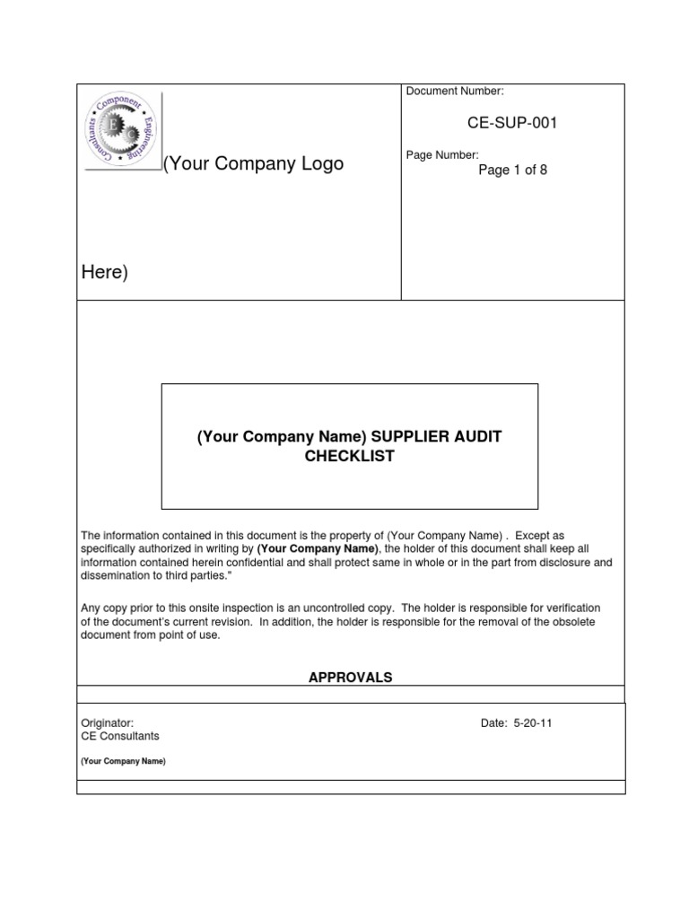 Supplier Process Audit Checklist Template PDF Calibration Audit