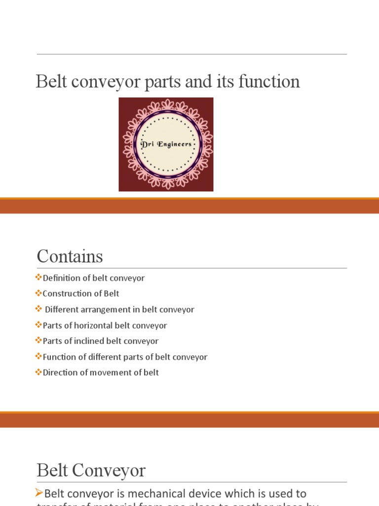 Belt Conveyor Parts and Its Function PDF Belt (Mechanical) Machines