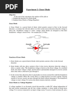 Experiment 2: Zener Diode: Objective