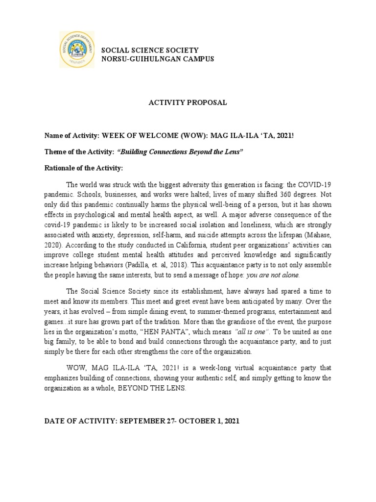 Virtual Acquaintance Party Proposal PDF Mental Health Human Nature