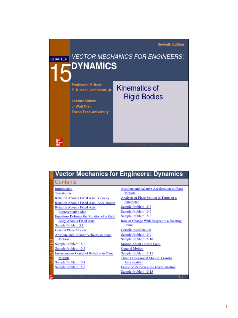 Dynamics: Kinematics of Rigid Bodies | PDF | Rotation Around A Fixed ...