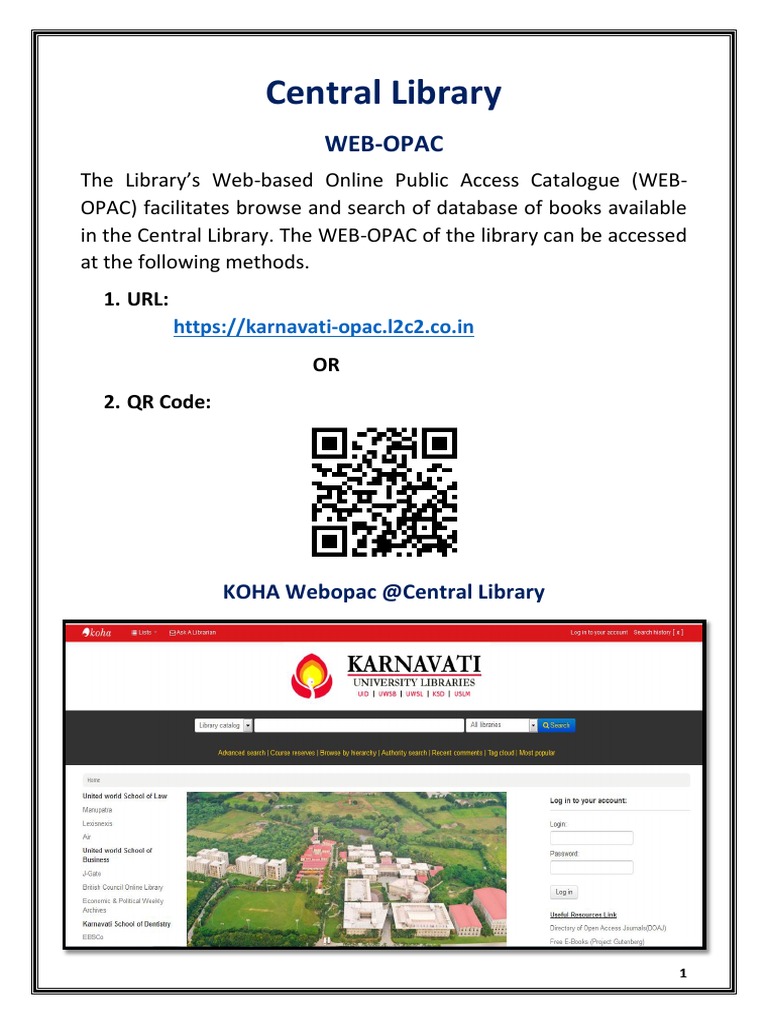 Using the Central Library WEB-OPAC | PDF