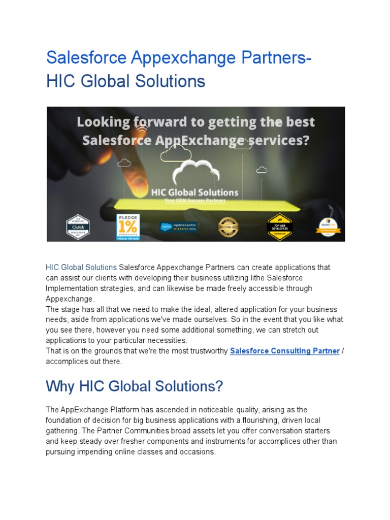 Salesforce Appexchange Partners - HIC Global Solutions | PDF ...