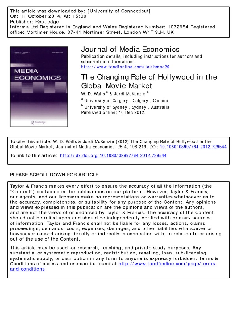 Journal of Media Economics PDF Market (Economics) Economic Inequality