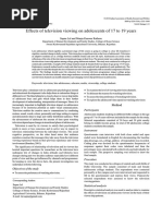 Effects of Television Viewing On Adolescents of 17 To 19 Years