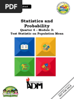 Statistics Probability Q4 Mod3 Test Statistic On Population Mean