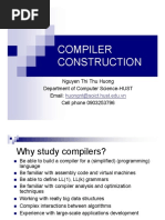 Compiler Construction: Nguyen Thi Thu Huong Department of Computer Science-HUST Email: Cell Phone 0903253796