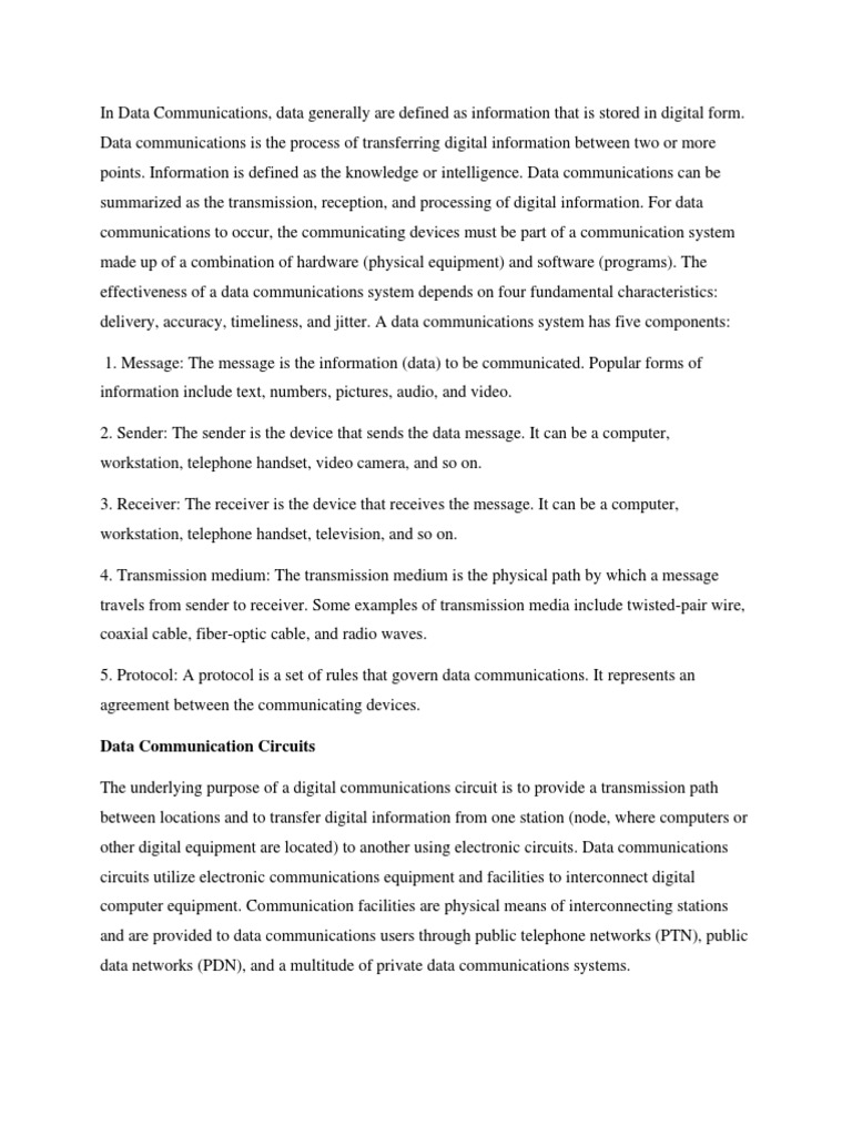 Data Communication Circuits PDF Protocol Suite