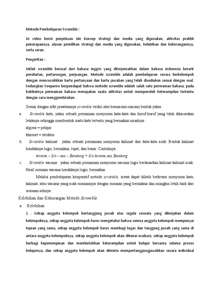 Metode Pembelajaran Scramble | PDF | Sains & Matematika