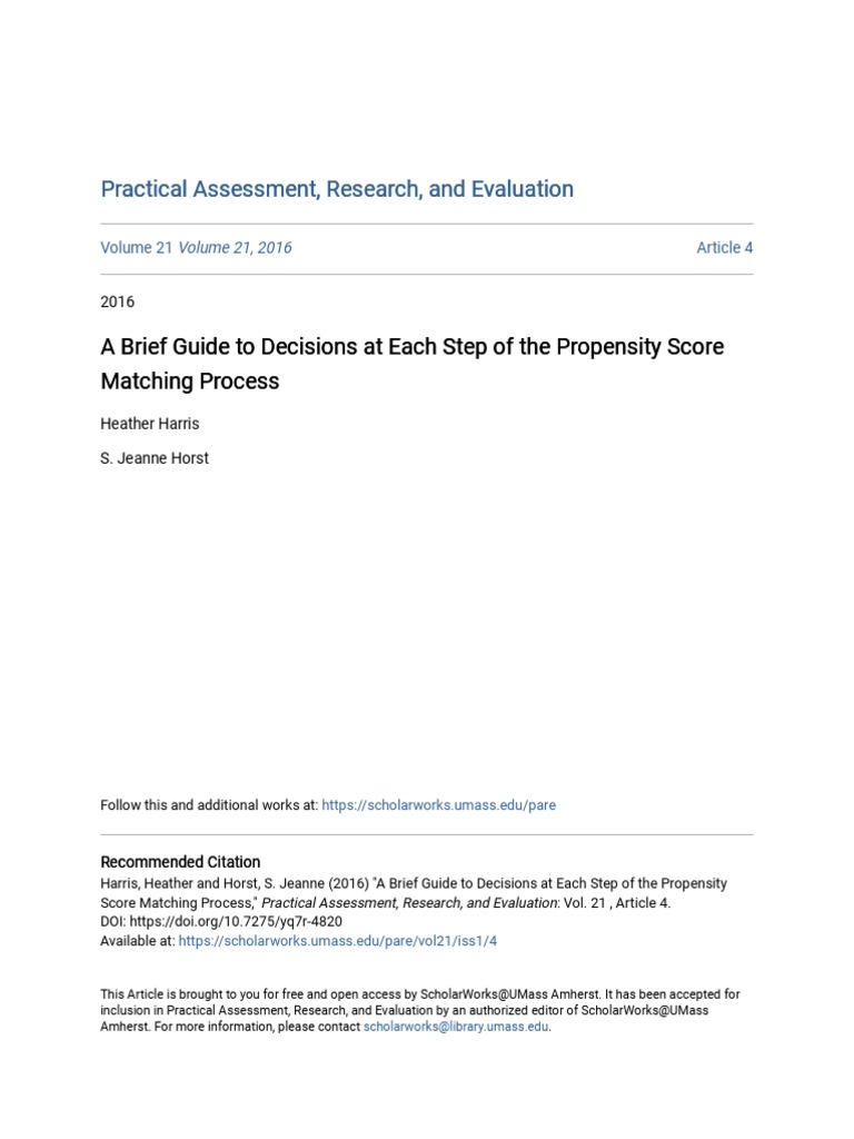A Brief Guide To Decisions at Each Step of The Propensity Score M | PDF ...
