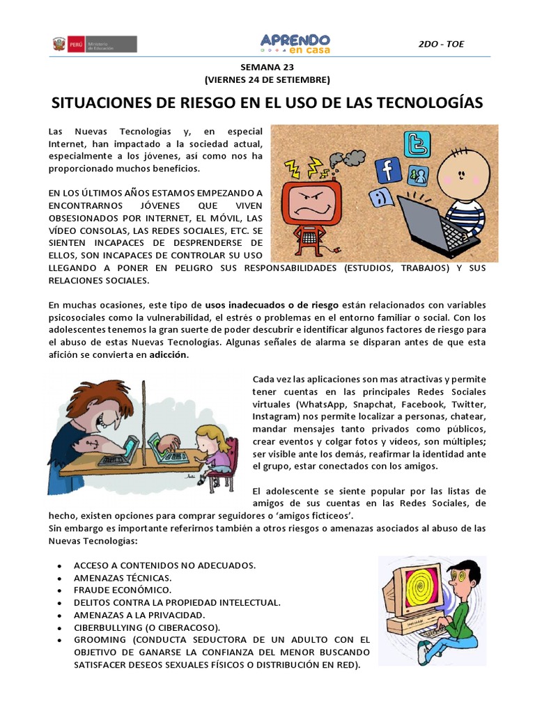 Riesgos de la Tecnología en Adolescentes | PDF | Acoso cibernético ...