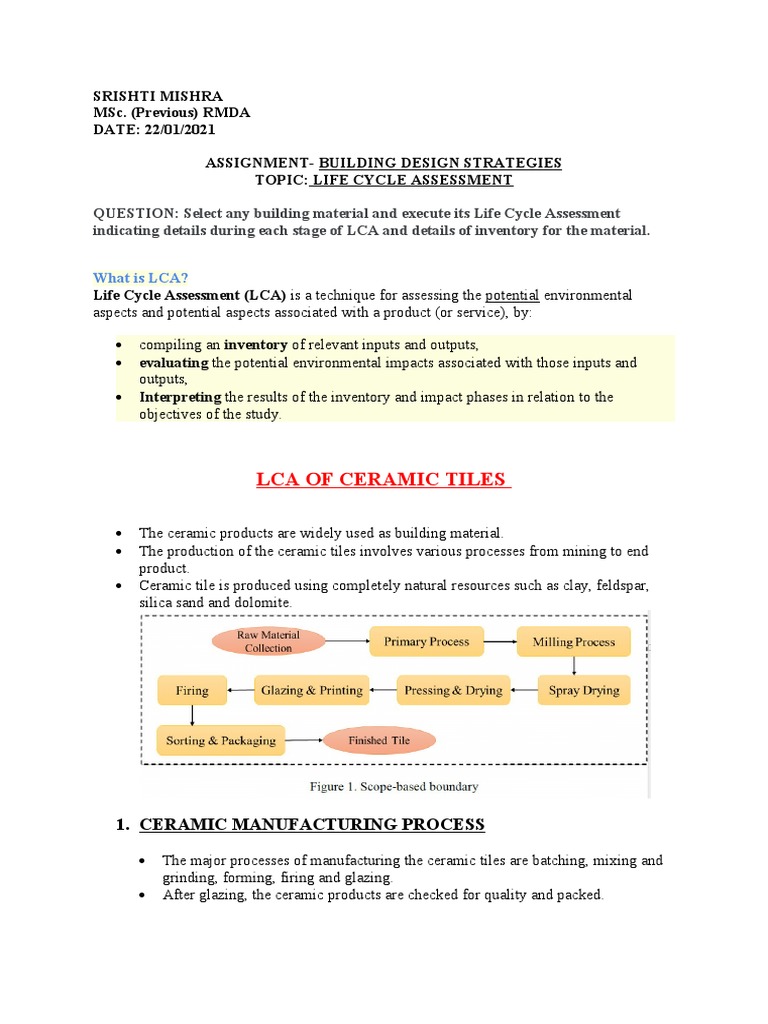 Life Cycle Assessment of Ceramic Tiles | PDF | Life Cycle Assessment ...
