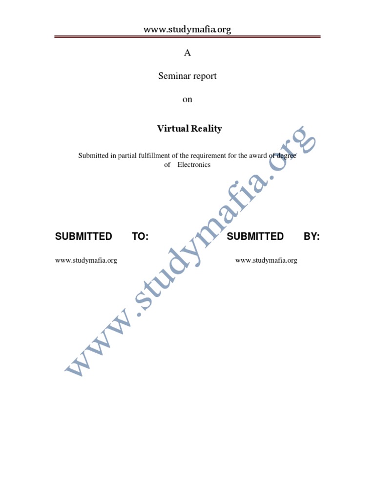 Elec Virtual Reality Report | PDF | Virtual Reality | Virtual World