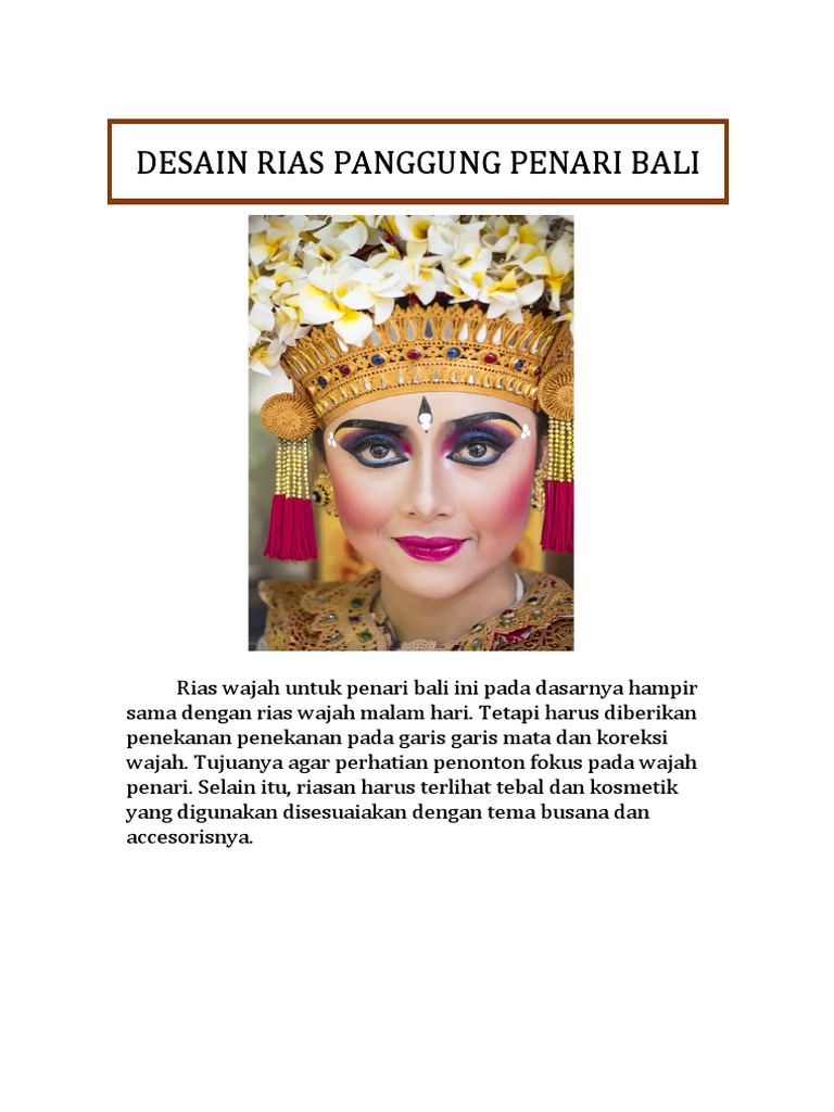 Rias Panggung untuk Penari Bali dan Remo | PDF | Seni & Disiplin Bahasa ...
