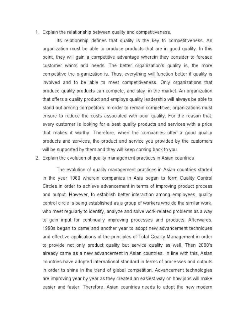 Quality as a Competitive Advantage | PDF | Quality Management ...