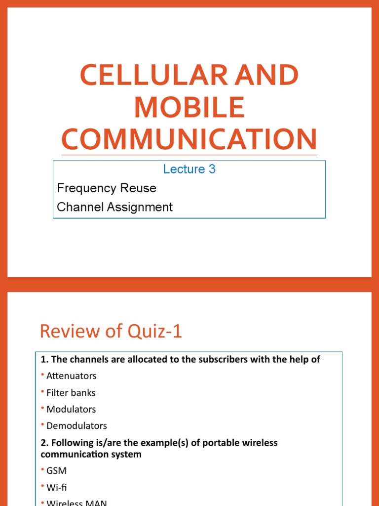 Cellular and Mobile Communication: Frequency Reuse Channel Assignment ...