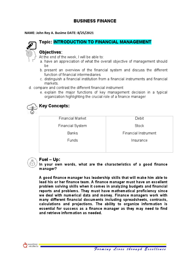 Busime BUS-FIN-WEEK-1 | PDF | Stocks | Mutual Funds