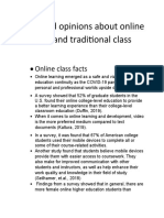Facts and Opinions About Online Class and Traditional Class