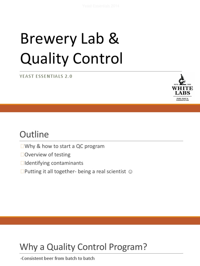 Brewery Lab Quality Control PDF Brewing Yeast