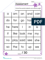 Sight Word Assessment