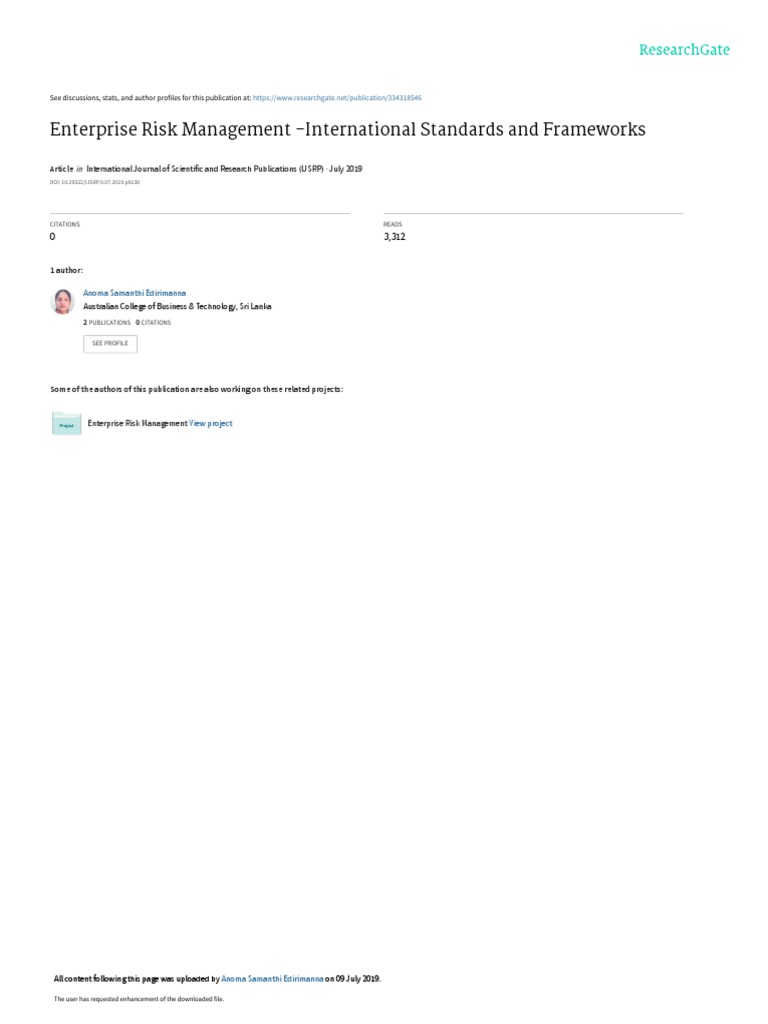 Enterprise Risk Management Frameworks Guide | PDF | Risk Management ...