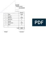 School Fee Slip Format in Excel Template