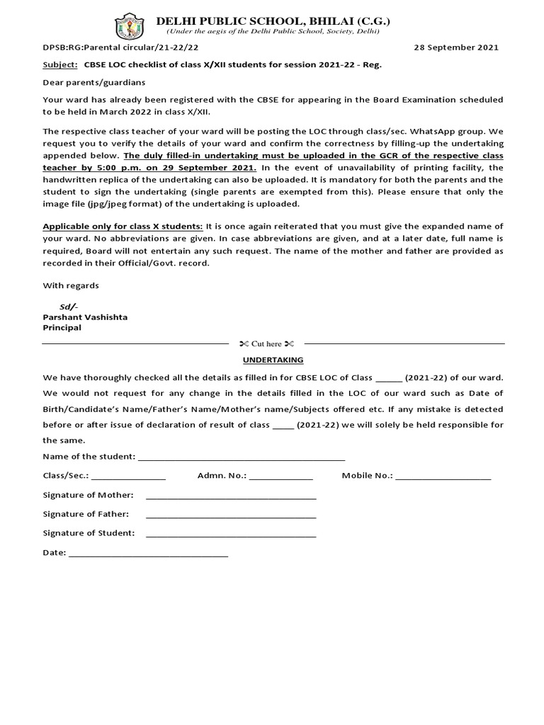 CBSE LOC Checklist for Class X/XII | PDF | Career & Growth | Wellness