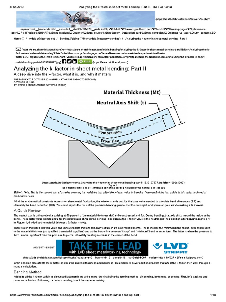 Analyzing The KFactor in Sheet Metal Bending Part II The