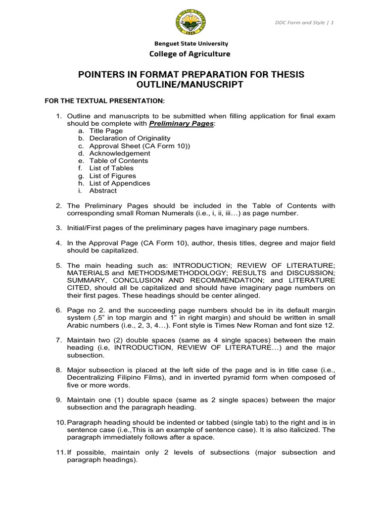 Thesis Formatting Guidelines for BSU | PDF | Paragraph | Letter Case