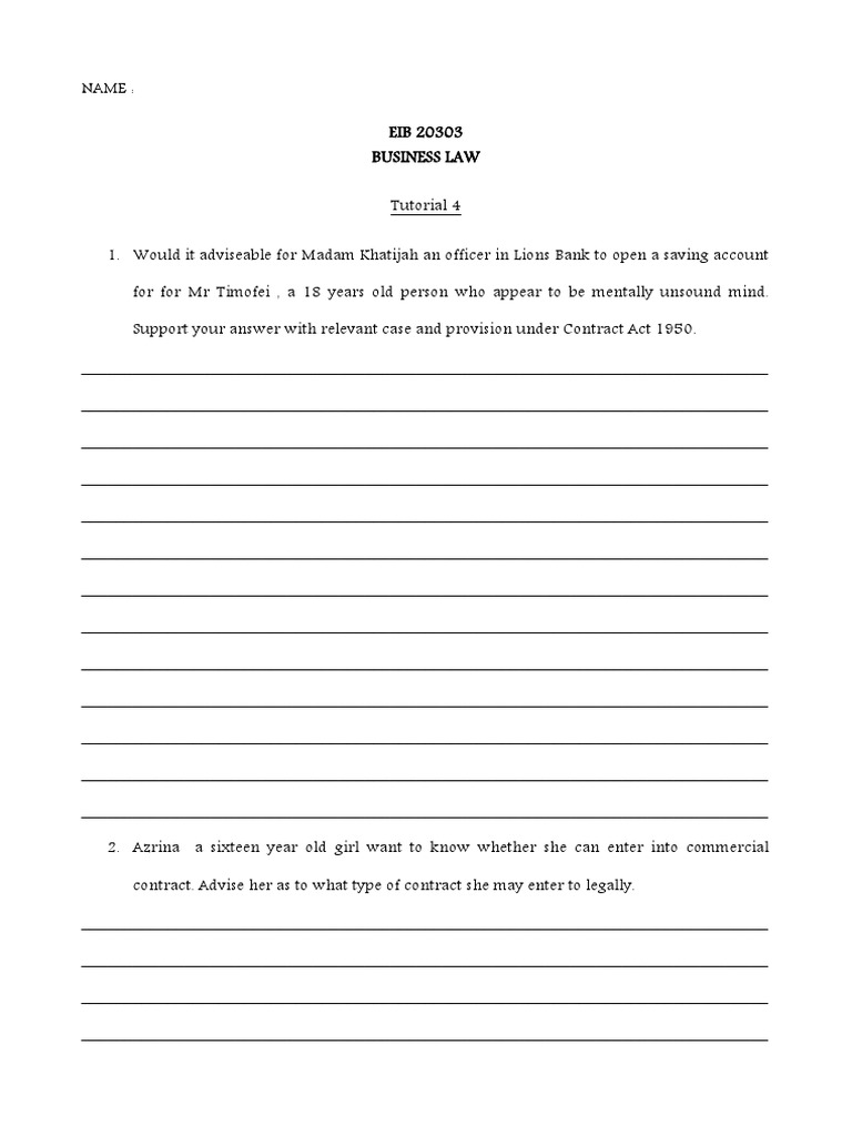 Tutorial 4 | PDF | Contract Law | Legal Concepts