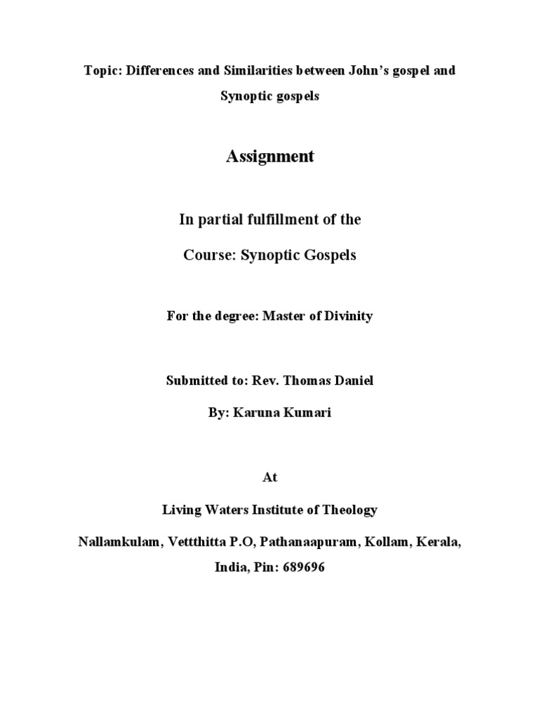 John vs Synoptic Gospels: Key Differences | PDF | Gospel Of John ...