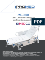 MC-800 - Cama Camilla de Emergencias Con Barandales Ajustables - Plus Pro