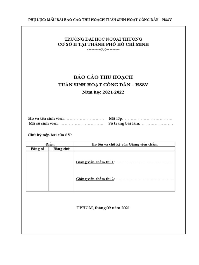 Mẫu Bài Thu hoạch | PDF