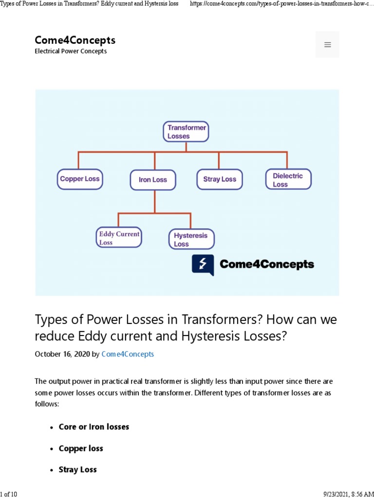Types of Power Losses in Transformers? How Can We Reduce Eddy Current and Hysteresis Losses