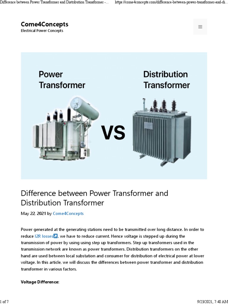 Power and Distribution Transformer PDF Transformer Electric Power