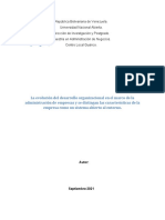 Evolución del Desarrollo Organizacional y las Características de la Empresa como Sistema Abierto