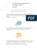 Lista de Exercicios III - Lei de Gauss