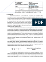 Experiment 4: Mechanical Energy Losses in Straight Pipes: Department of Chemical Engineering