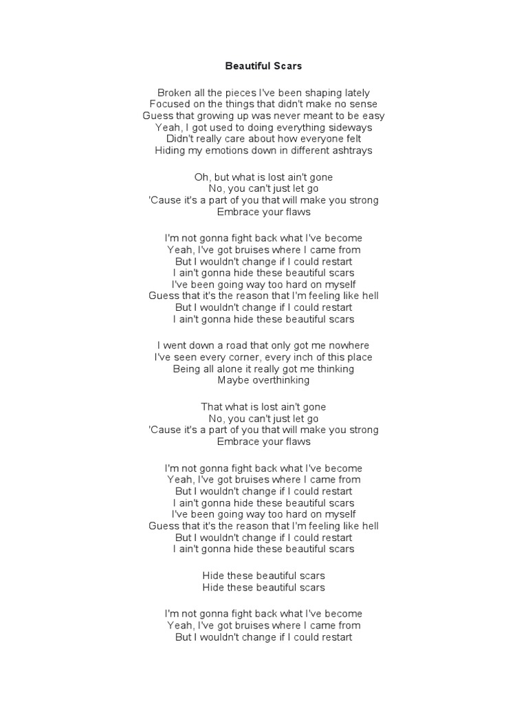 Beautiful Scars Lyrics PDF