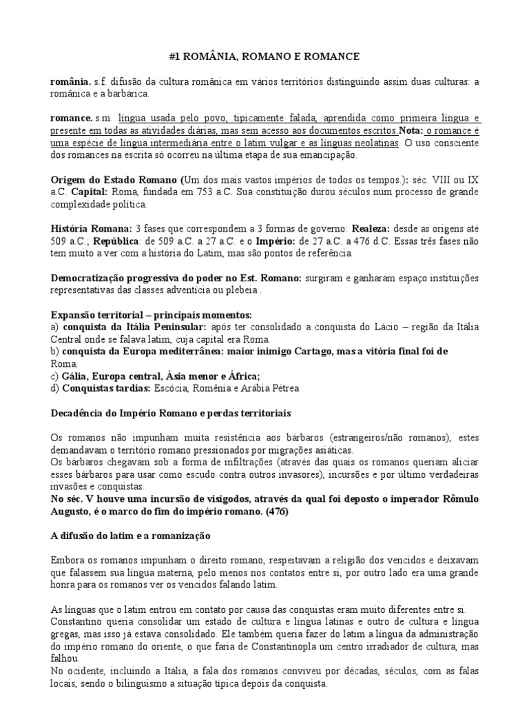 Língua Romana e sua Evolução na Romênia | PDF | Latim | Império Romano